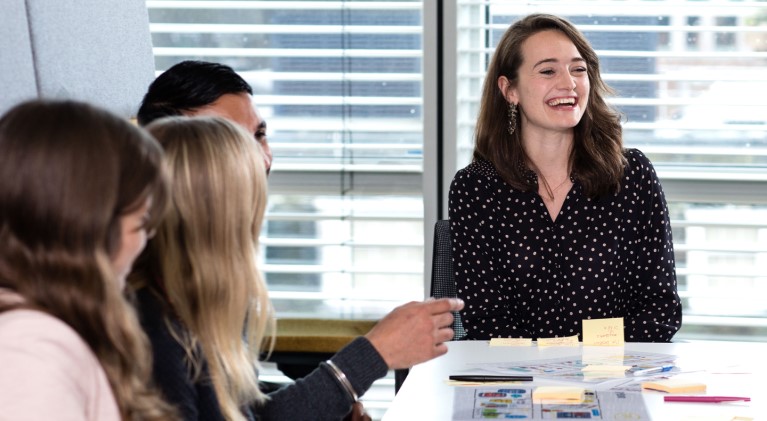 Head of business design Sophie in a meeting