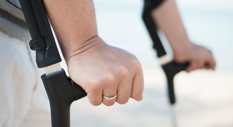 A person using crutches