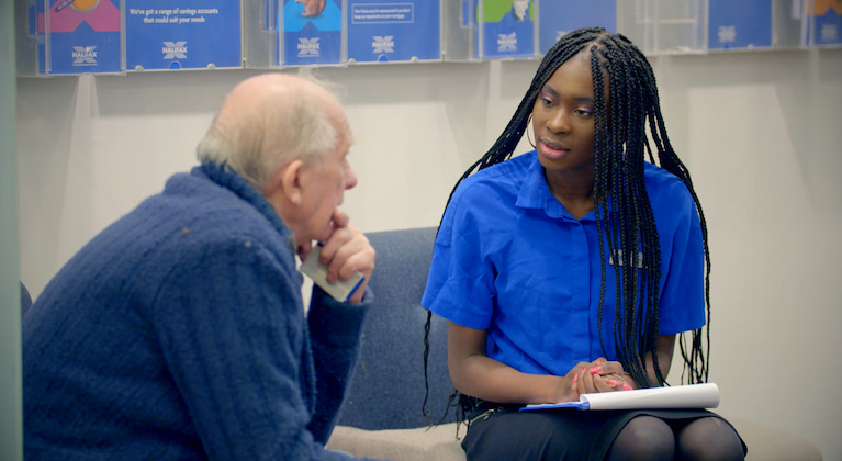 Halifax colleague helping a customer