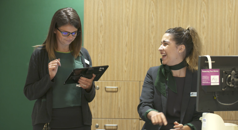 Helping customers in branch