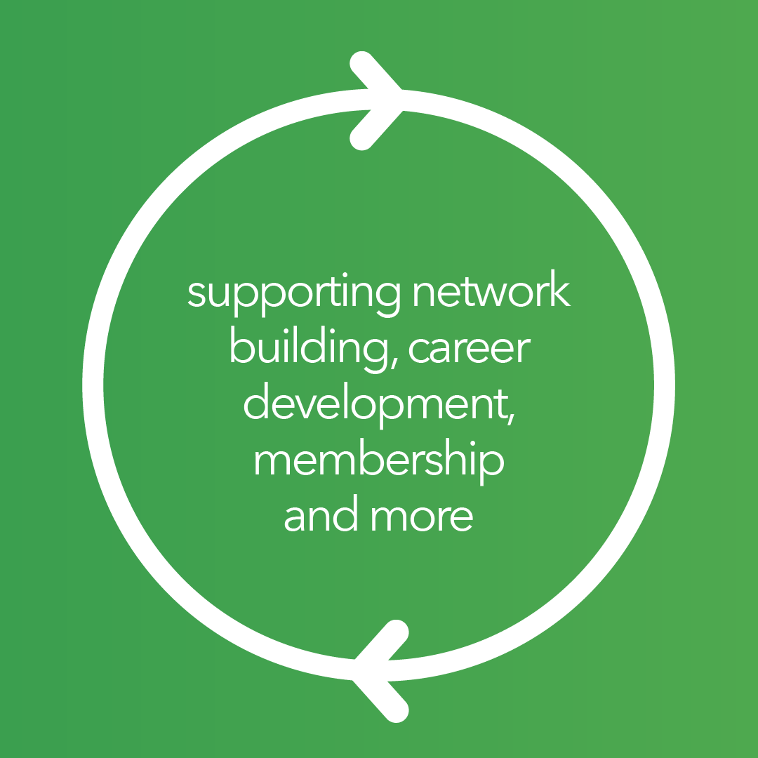 supporting network building, career development, membership and more