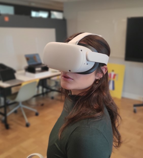 Woman wearing VR headset