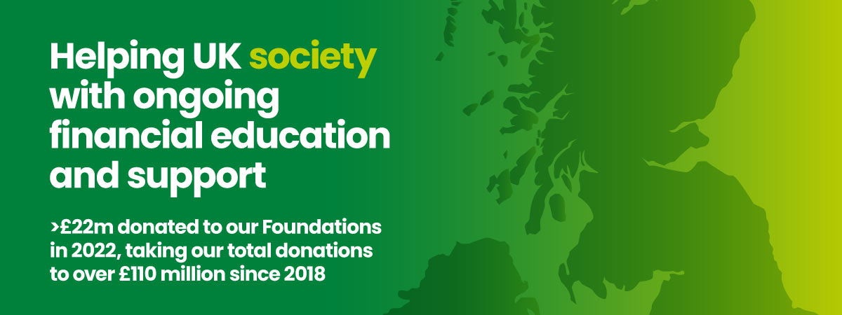 Helping UK society with ongoing financial education and support. 

>£22 million donated to our Foundations in 2022, taking our total donations to over £110 million since 2018.