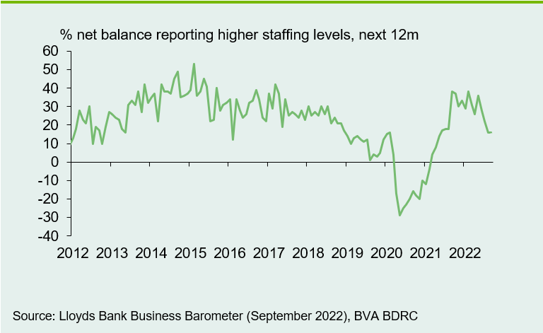 Chart 2: Hiring intentions has softened in recent months