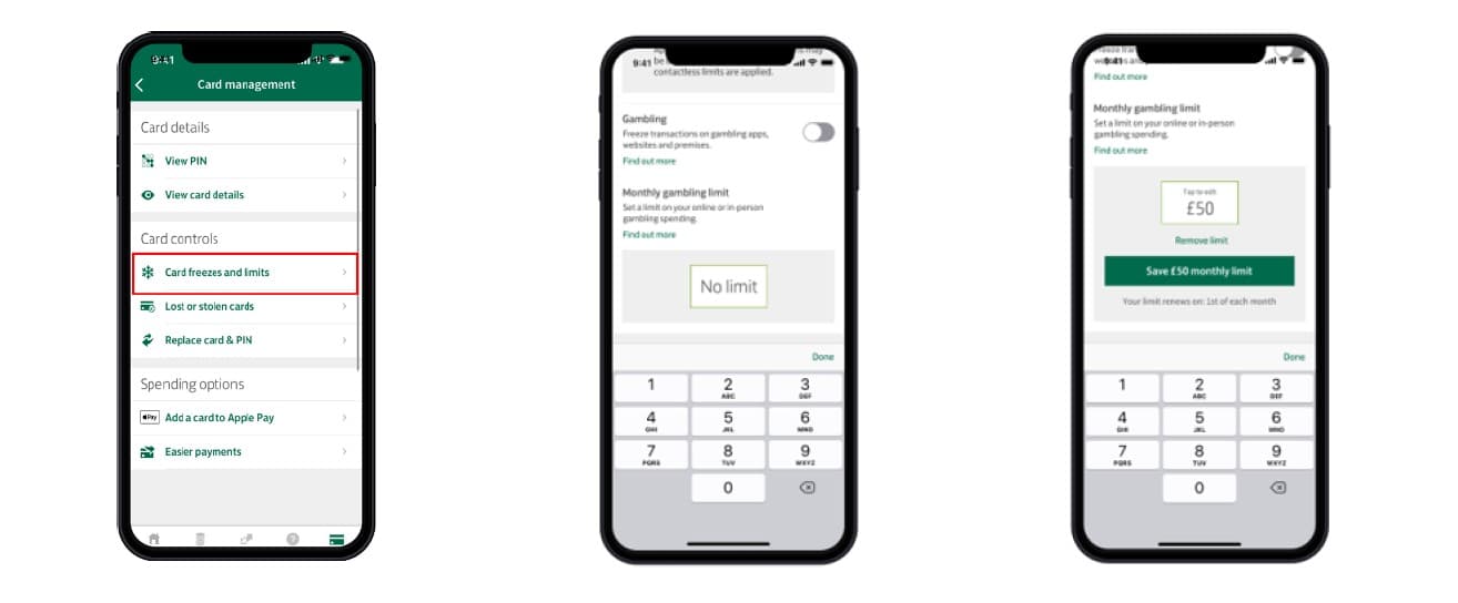 Image showing gambling limits on phone.. 