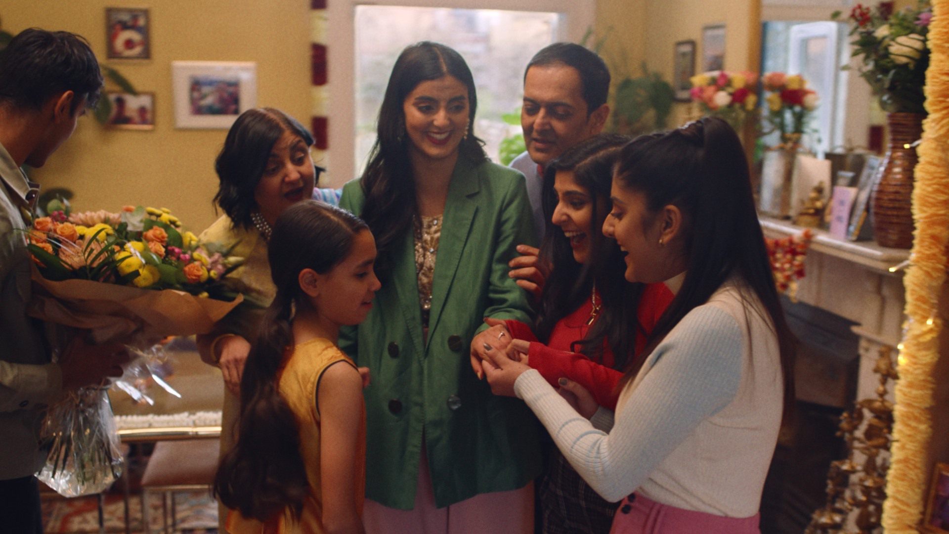 People celebrating an engagement