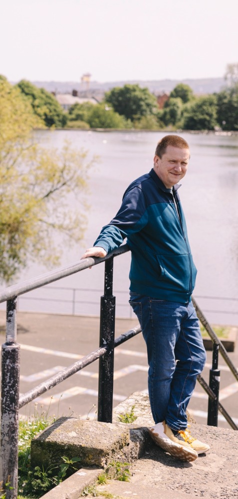 Stuart walking around the Waterworks in Belfast
